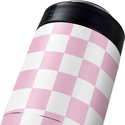 Pink and White Checkerboard Yeti Colster Can Insulator Skin
