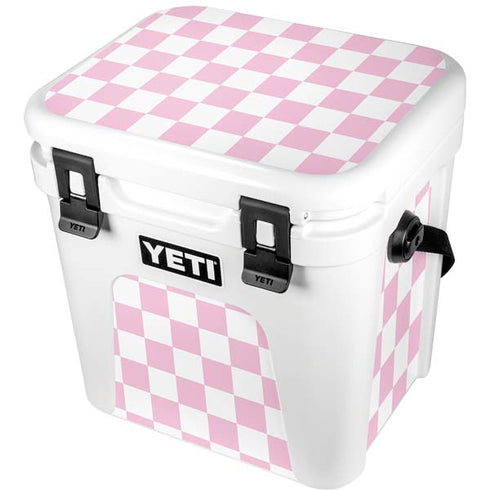 Pink and White Checkerboard YETI Roadie 24 Hard Cooler Skin