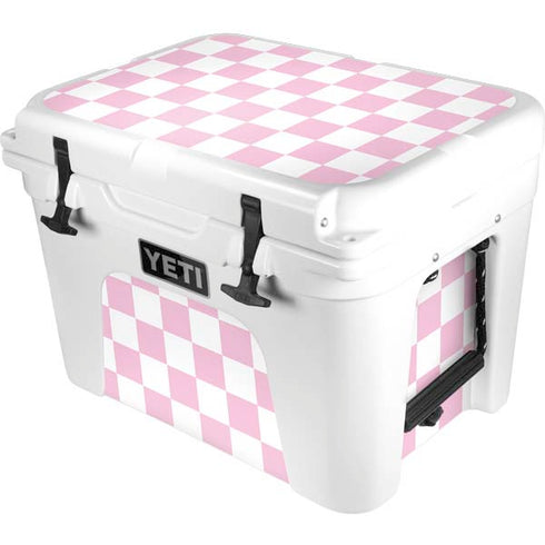 Pink and White Checkerboard YETI Tundra 35 Hard Cooler Skin