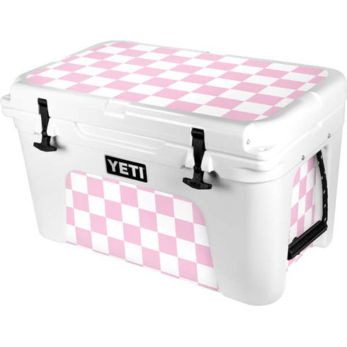 Pink and White Checkerboard YETI Tundra 45 Hard Cooler Skin
