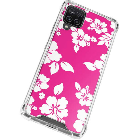 Pink and White Galaxy A12 Clear Case