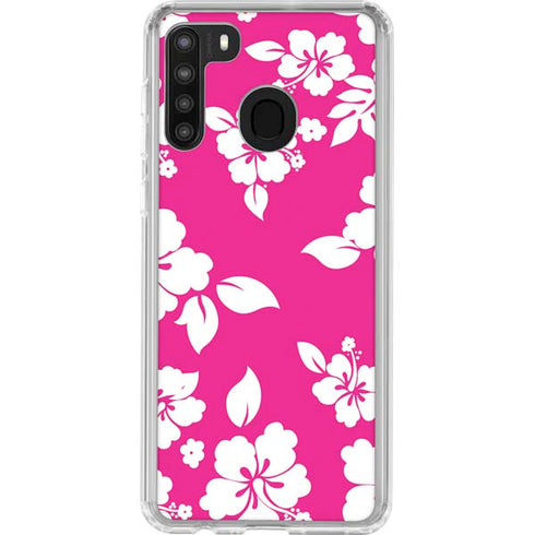 Pink and White Galaxy A21 Clear Case