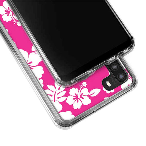 Pink and White Galaxy A21 Clear Case