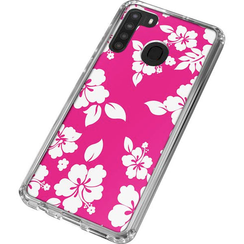 Pink and White Galaxy A21 Clear Case