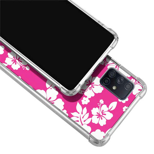 Pink and White Galaxy A71 5G Clear Case