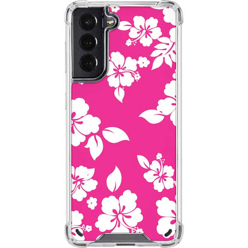 Pink and White Galaxy S21 5G Clear Case