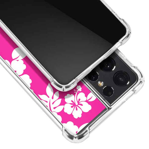 Pink and White Galaxy S21 Ultra 5G Clear Case