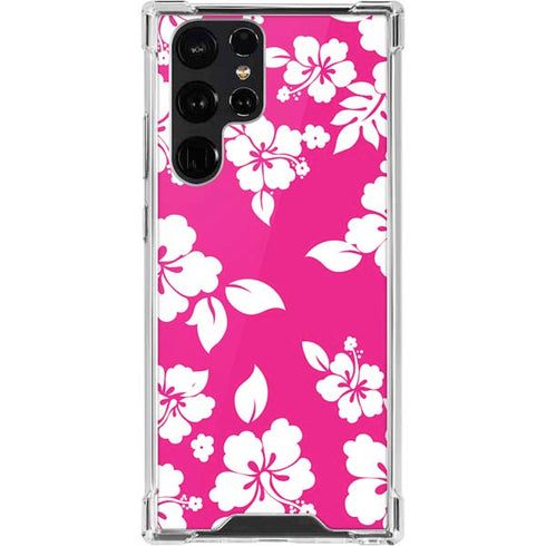 Pink and White Galaxy S22 Ultra Clear Case