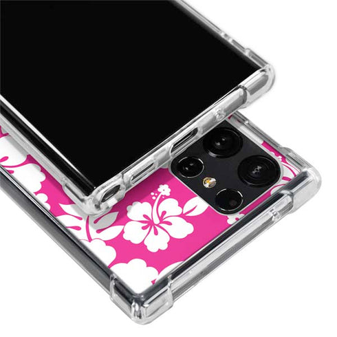 Pink and White Galaxy S22 Ultra Clear Case