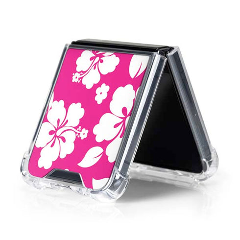 Pink and White Galaxy Z Flip5 5G Clear Case