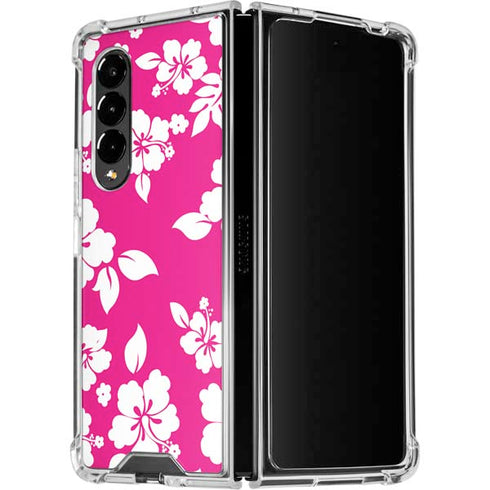 Pink and White Galaxy Z Fold4 5G Clear Case