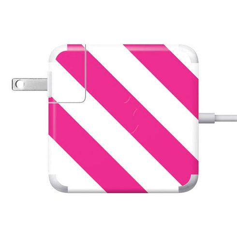 Pink and White Geometric Stripes 85W Power Adapter (15 and 17 inch MacBook Pro Charger) Skin