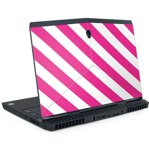 Pink and White Geometric Stripes Dell Alienware Skin