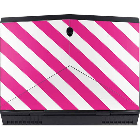 Pink and White Geometric Stripes Dell Alienware Skin