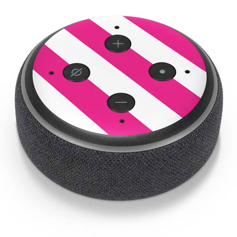 Pink and White Geometric Stripes Amazon Echo Dot Skin