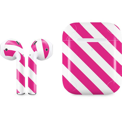 Pink and White Geometric Stripes Apple AirPods 2 Skin