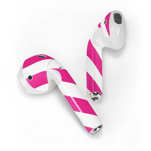 Pink and White Geometric Stripes Apple AirPods 2 Skin