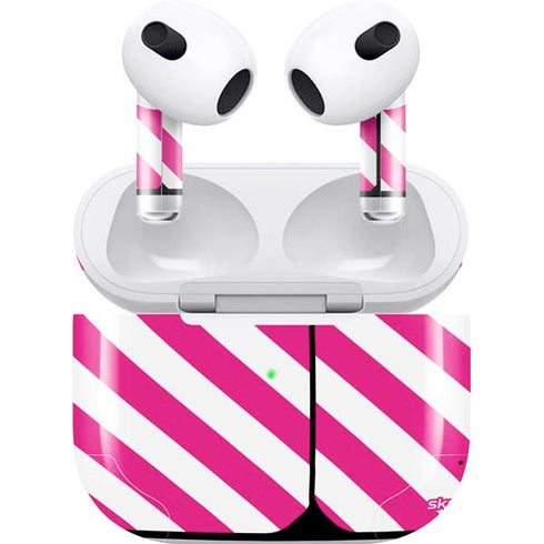 Pink and White Geometric Stripes Apple AirPods (3rd Gen 2021) Skin