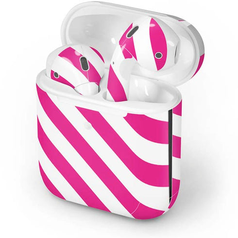 Pink and White Geometric Stripes Apple AirPods Skin