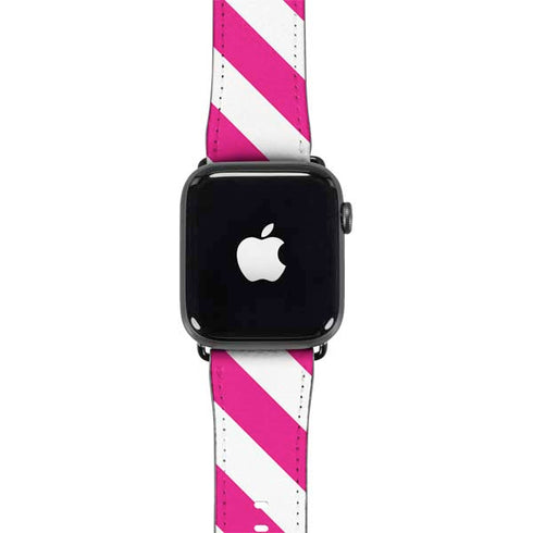 Pink and White Geometric Stripes Apple Watch Band 42-44mm