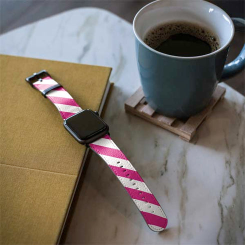 Pink and White Geometric Stripes Apple Watch Band 42-44mm