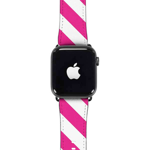 Pink and White Geometric Stripes Apple Watch Band 38-40mm