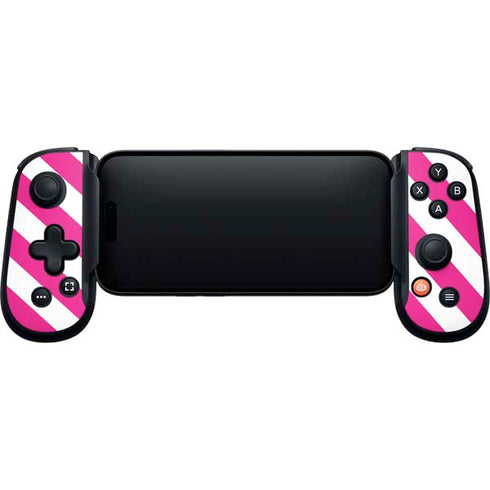 Pink and White Geometric Stripes Backbone One for iPhone Game Controller Skin