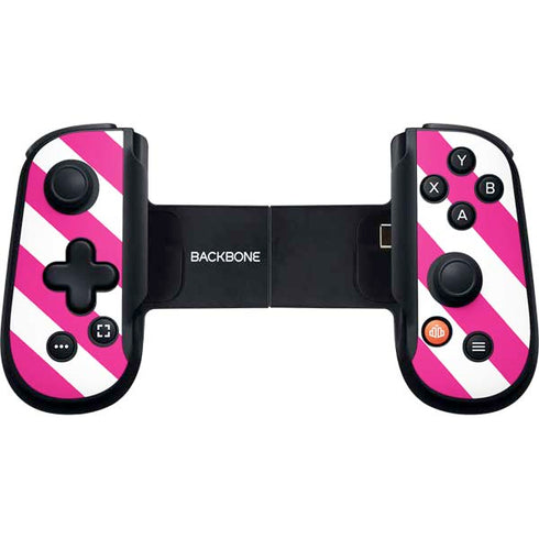 Pink and White Geometric Stripes Backbone One for iPhone Game Controller Skin