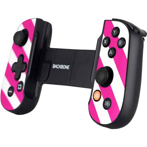 Pink and White Geometric Stripes Backbone One for iPhone Game Controller Skin