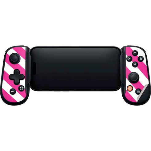 Pink and White Geometric Stripes Backbone One for iPhone Game Controller Skin