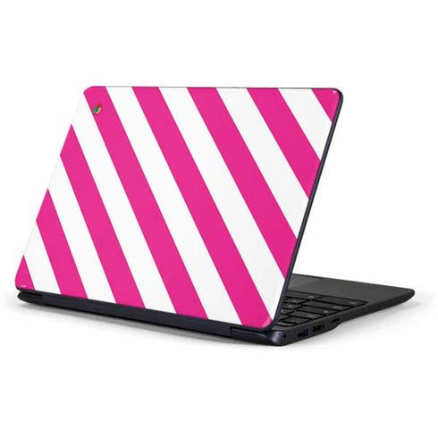 Pink and White Geometric Stripes Samsung Chromebook Skin