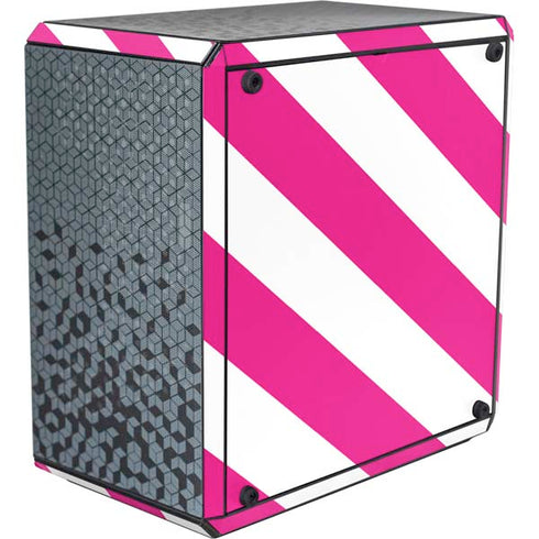 Pink and White Geometric Stripes Cooler Master MasterBox Q300L Mini Tower Skin