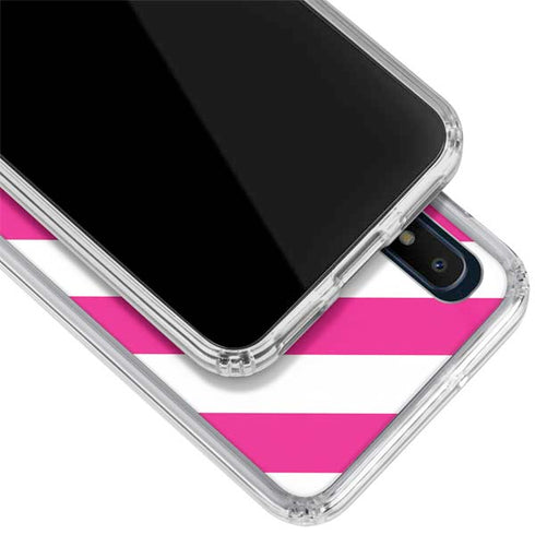 Pink and White Geometric Stripes Galaxy A10e Clear Case