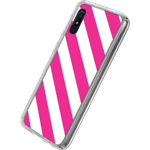 Pink and White Geometric Stripes Galaxy A10e Clear Case