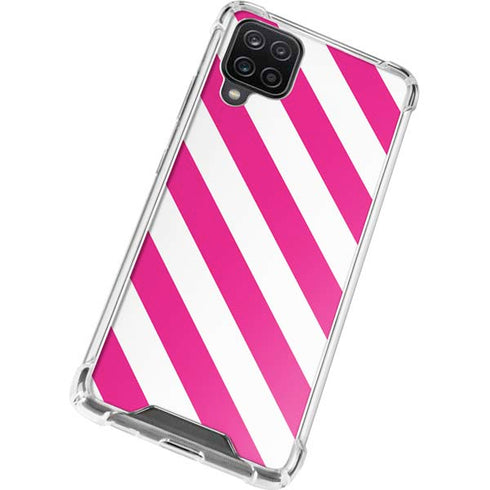 Pink and White Geometric Stripes Galaxy A12 Clear Case