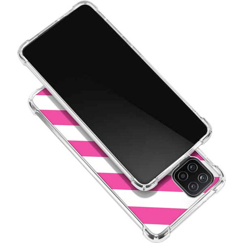 Pink and White Geometric Stripes Galaxy A12 Clear Case