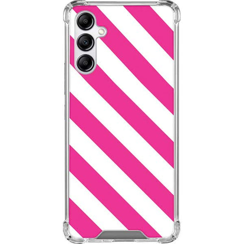 Pink and White Geometric Stripes Galaxy A14 5G Clear Case