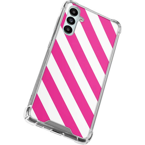 Pink and White Geometric Stripes Galaxy A14 5G Clear Case