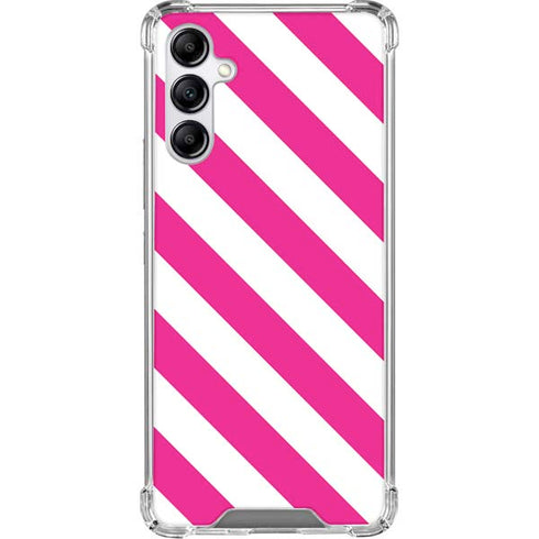 Pink and White Geometric Stripes Galaxy A15 5G Clear Case