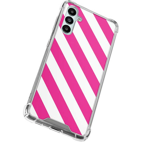 Pink and White Geometric Stripes Galaxy A15 5G Clear Case