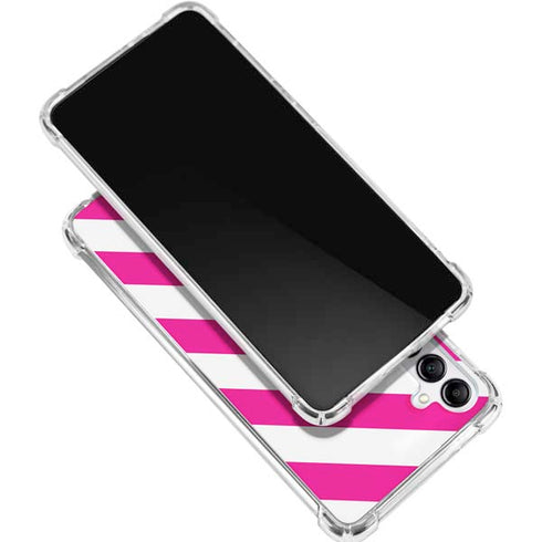 Pink and White Geometric Stripes Galaxy A15 5G Clear Case