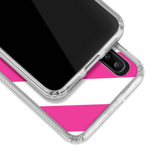 Pink and White Geometric Stripes Galaxy A20 Clear Case