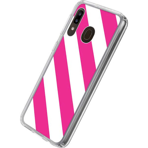 Pink and White Geometric Stripes Galaxy A20 Clear Case