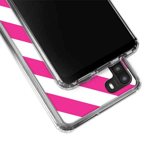 Pink and White Geometric Stripes Galaxy A21 Clear Case