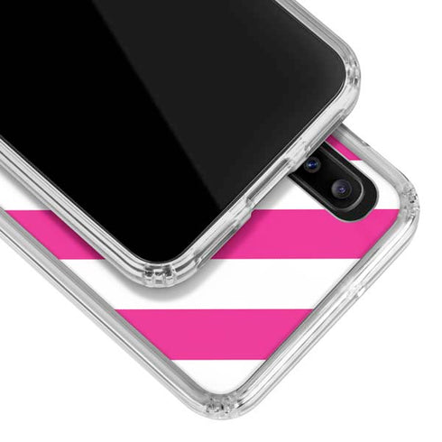 Pink and White Geometric Stripes Galaxy A30 Clear Case