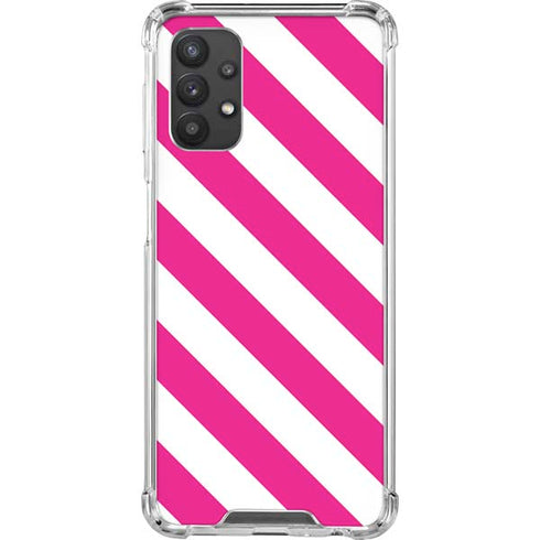 Pink and White Geometric Stripes Galaxy A32 5G Clear Case