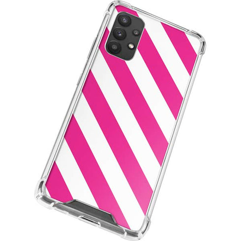 Pink and White Geometric Stripes Galaxy A32 5G Clear Case