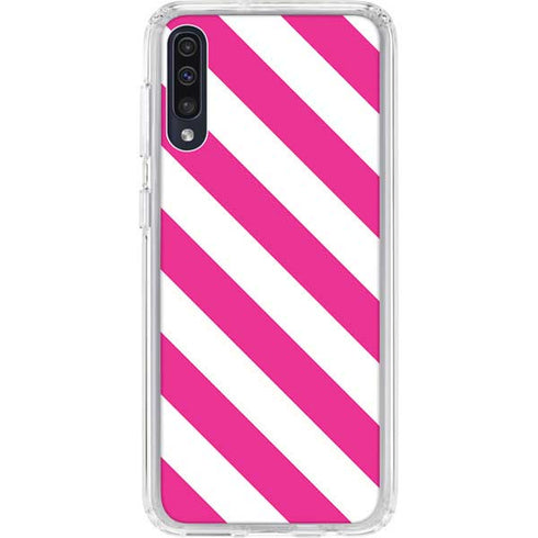 Pink and White Geometric Stripes Galaxy A50 Clear Case