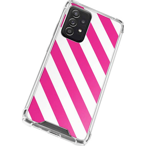 Pink and White Geometric Stripes Galaxy A52 5G Clear Case
