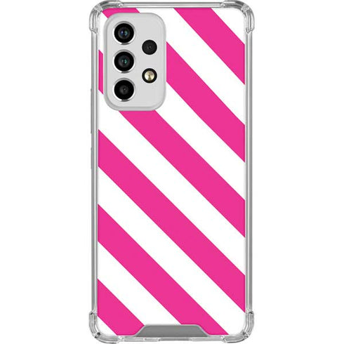 Pink and White Geometric Stripes Galaxy A53 5G Clear Case